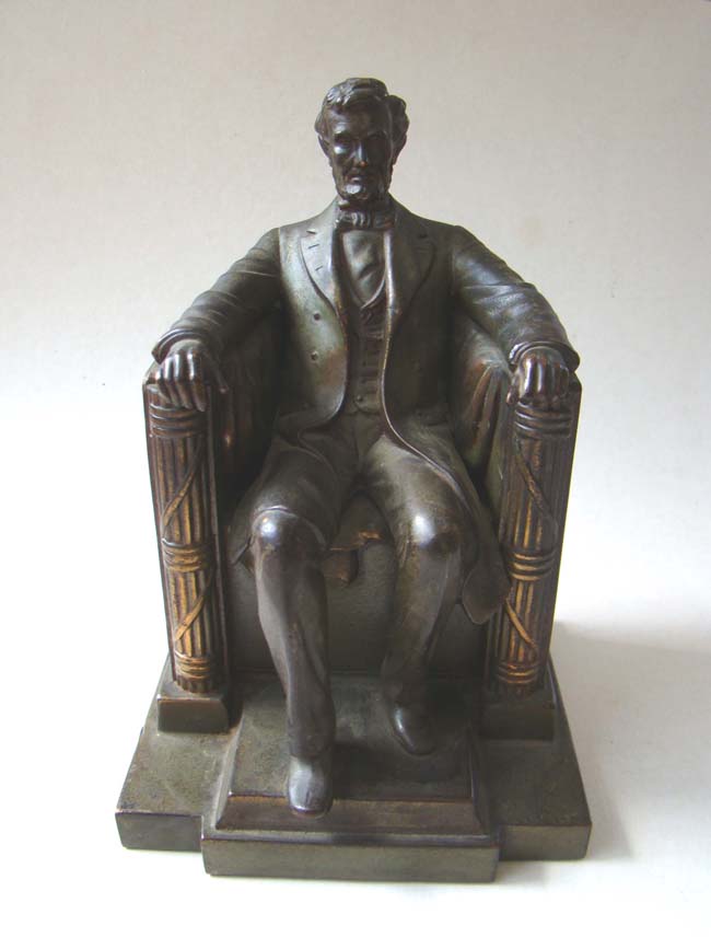 A single "Lincoln in the chair" bookend by Jennings Brothers circa 1925